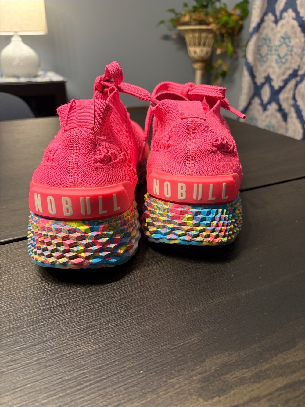 NOBULL Allday Knit Runner Neon Pink Swirl Multicolor Sole Sneakers Size 13W / 11